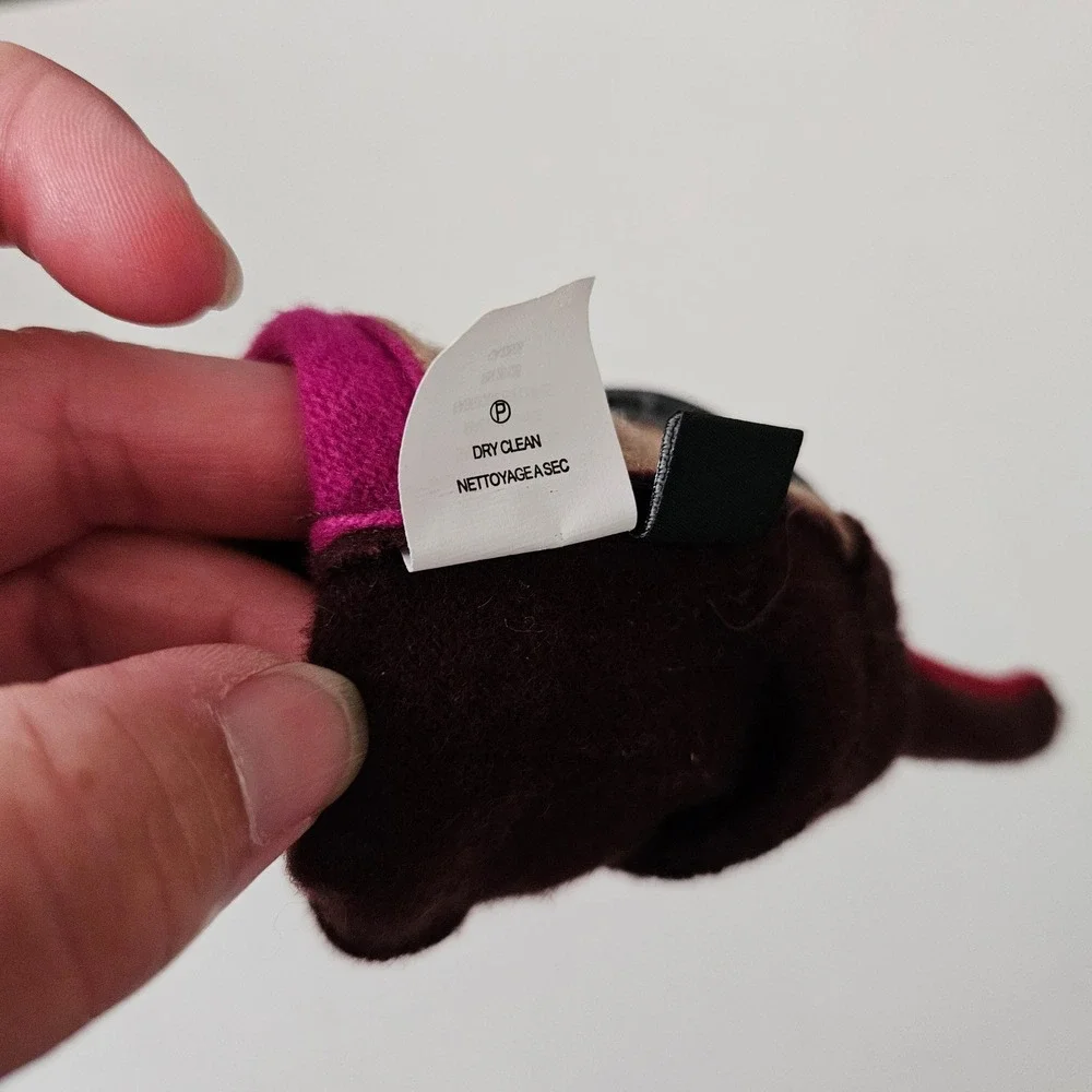 Echo Colorblock Wool Cashmere Blend Tech Gloves Burgundy Pink Tan Brown Large